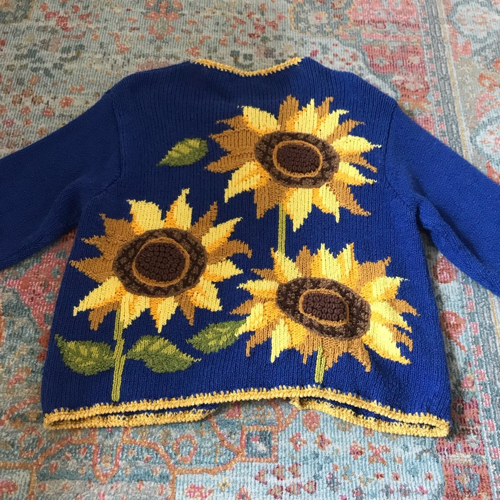 vintage sunflower knit cardigan